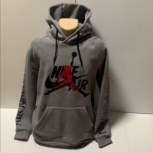 NIKE Air Jordan Hoodie Sweatshirt Grey Size Large